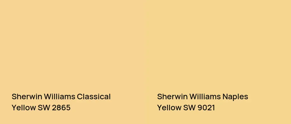 Sherwin Williams Classical Yellow SW 2865 vs Sherwin Williams Naples Yellow SW 9021