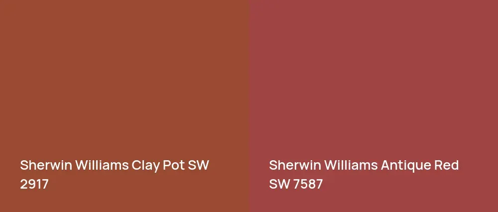 Sherwin Williams Clay Pot SW 2917 vs Sherwin Williams Antique Red SW 7587