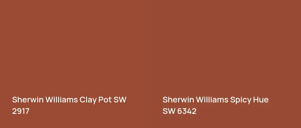 Sherwin Williams Clay Pot SW 2917 vs Sherwin Williams Spicy Hue SW 6342