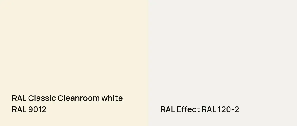 RAL Classic Cleanroom white RAL 9012 vs RAL Effect  RAL 120-2