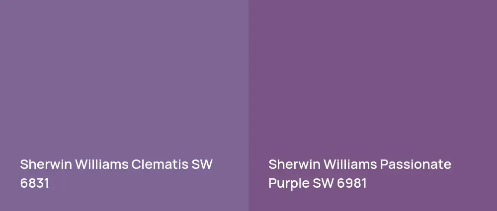 Sherwin Williams Clematis SW 6831 vs Sherwin Williams Passionate Purple SW 6981