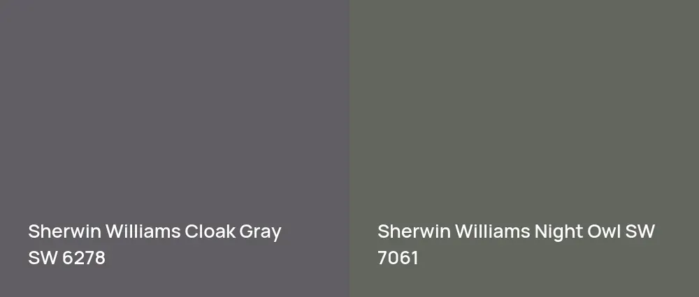 Sherwin Williams Cloak Gray SW 6278 vs Sherwin Williams Night Owl SW 7061