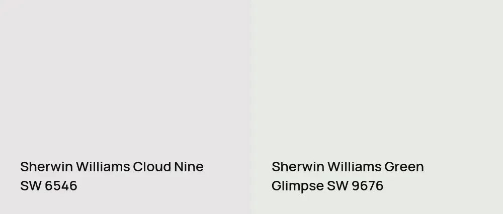 Sherwin Williams Cloud Nine SW 6546 vs Sherwin Williams Green Glimpse SW 9676