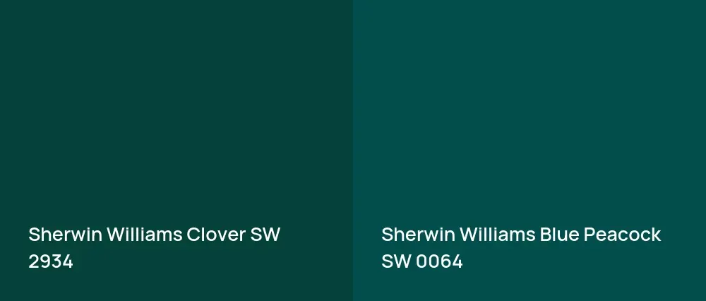 Sherwin Williams Clover SW 2934 vs Sherwin Williams Blue Peacock SW 0064
