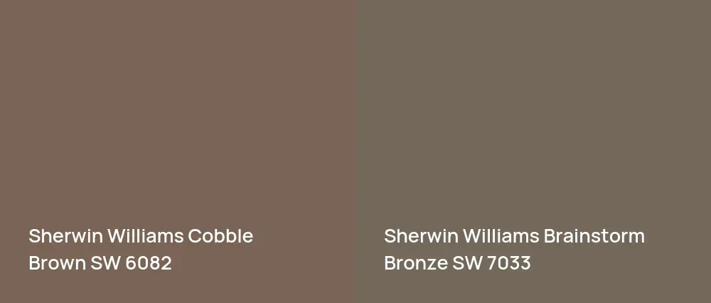 Sherwin Williams Cobble Brown SW 6082 vs Sherwin Williams Brainstorm Bronze SW 7033