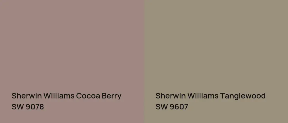 Sherwin Williams Cocoa Berry SW 9078 vs Sherwin Williams Tanglewood SW 9607