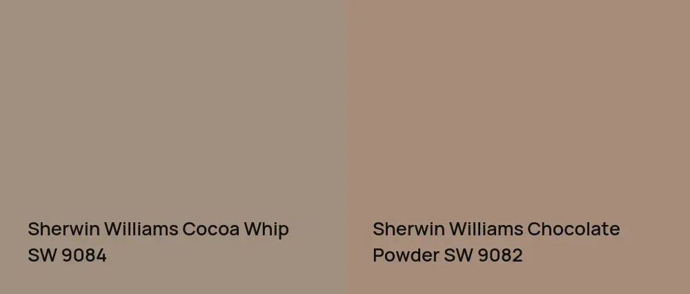 Sherwin Williams Cocoa Whip SW 9084 vs Sherwin Williams Chocolate Powder SW 9082