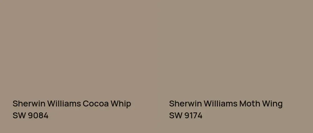 Sherwin Williams Cocoa Whip SW 9084 vs Sherwin Williams Moth Wing SW 9174