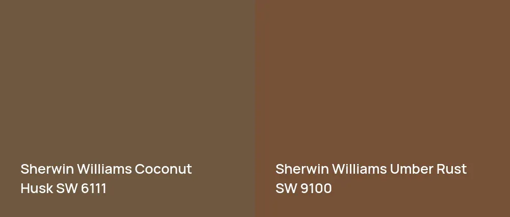 Sherwin Williams Coconut Husk SW 6111 vs Sherwin Williams Umber Rust SW 9100