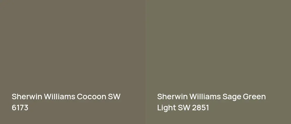Sherwin Williams Cocoon SW 6173 vs Sherwin Williams Sage Green Light SW 2851