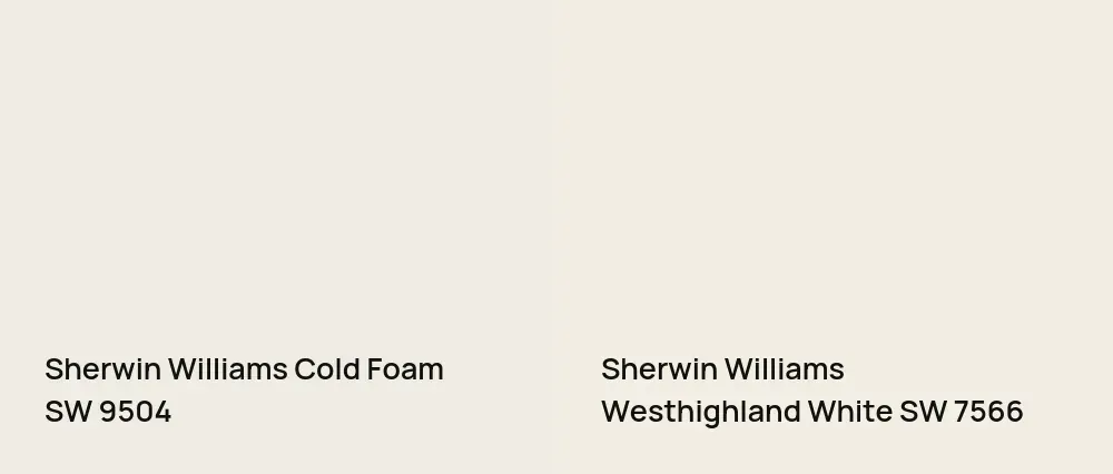 Sherwin Williams Cold Foam SW 9504 vs Sherwin Williams Westhighland White SW 7566