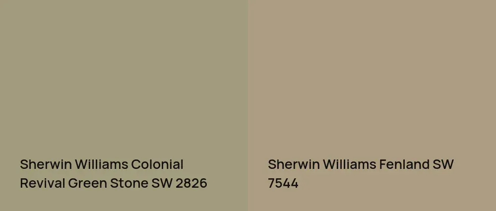 Sherwin Williams Colonial Revival Green Stone SW 2826 vs Sherwin Williams Fenland SW 7544