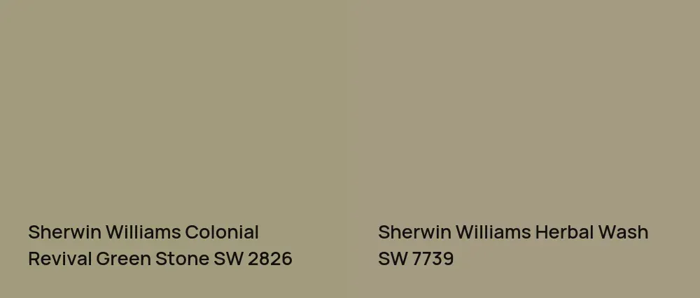 Sherwin Williams Colonial Revival Green Stone SW 2826 vs Sherwin Williams Herbal Wash SW 7739