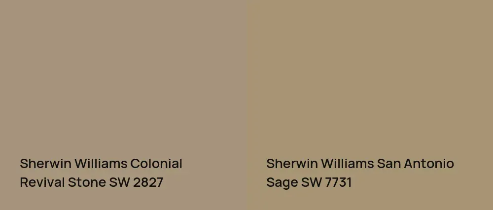 Sherwin Williams Colonial Revival Stone SW 2827 vs Sherwin Williams San Antonio Sage SW 7731