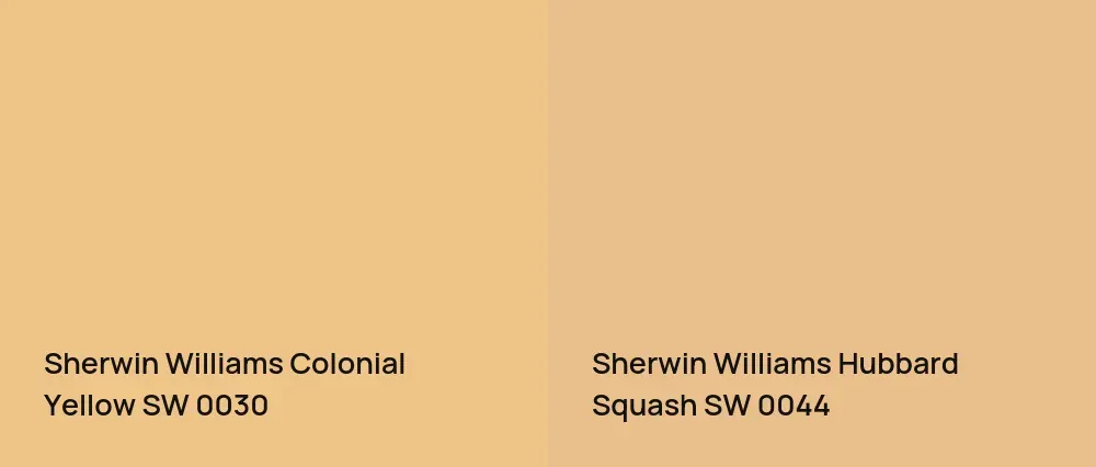 Sherwin Williams Colonial Yellow SW 0030 vs Sherwin Williams Hubbard Squash SW 0044