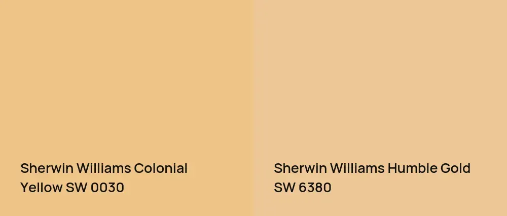 Sherwin Williams Colonial Yellow SW 0030 vs Sherwin Williams Humble Gold SW 6380