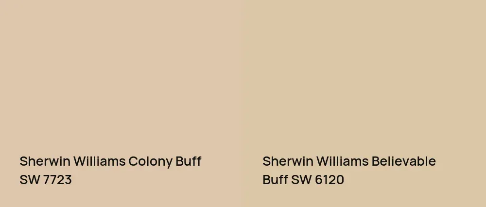 Sherwin Williams Colony Buff SW 7723 vs Sherwin Williams Believable Buff SW 6120