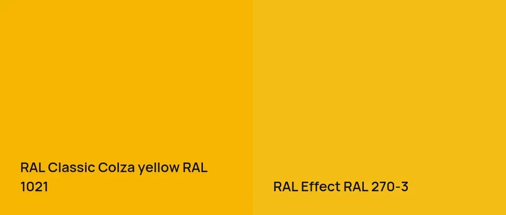 RAL Classic  Colza yellow RAL 1021 vs RAL Effect  RAL 270-3
