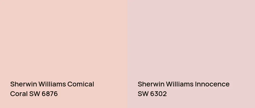 Sherwin Williams Comical Coral SW 6876 vs Sherwin Williams Innocence SW 6302