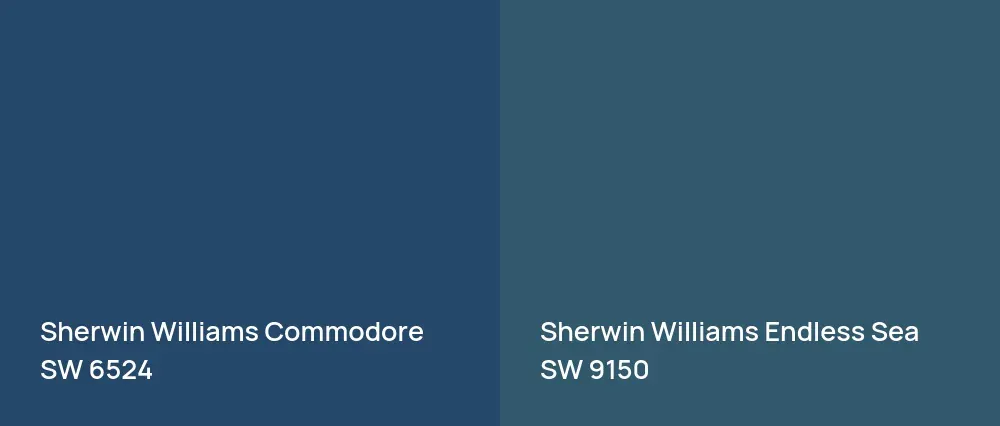 Sherwin Williams Commodore SW 6524 vs Sherwin Williams Endless Sea SW 9150
