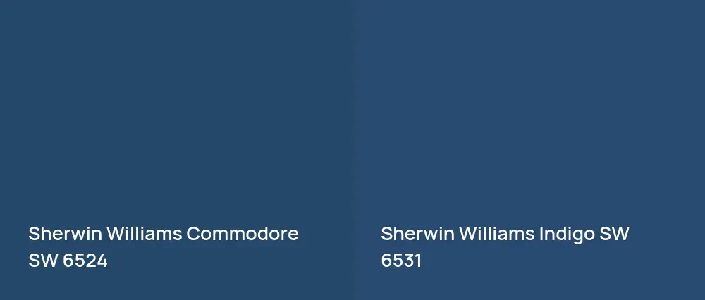 Sherwin Williams Commodore SW 6524 vs Sherwin Williams Indigo SW 6531