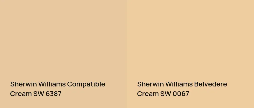 Sherwin Williams Compatible Cream SW 6387 vs Sherwin Williams Belvedere Cream SW 0067