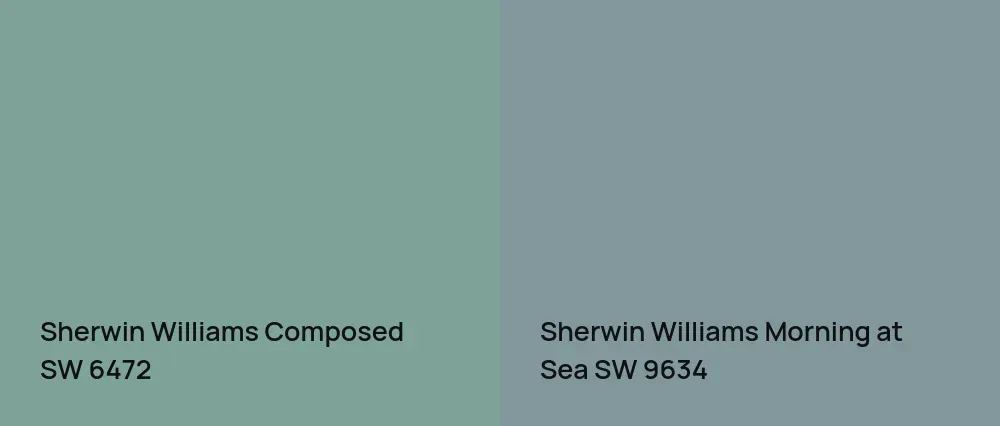 Sherwin Williams Composed SW 6472 vs Sherwin Williams Morning at Sea SW 9634
