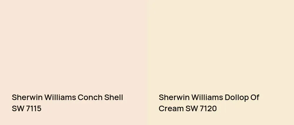 Sherwin Williams Conch Shell SW 7115 vs Sherwin Williams Dollop Of Cream SW 7120