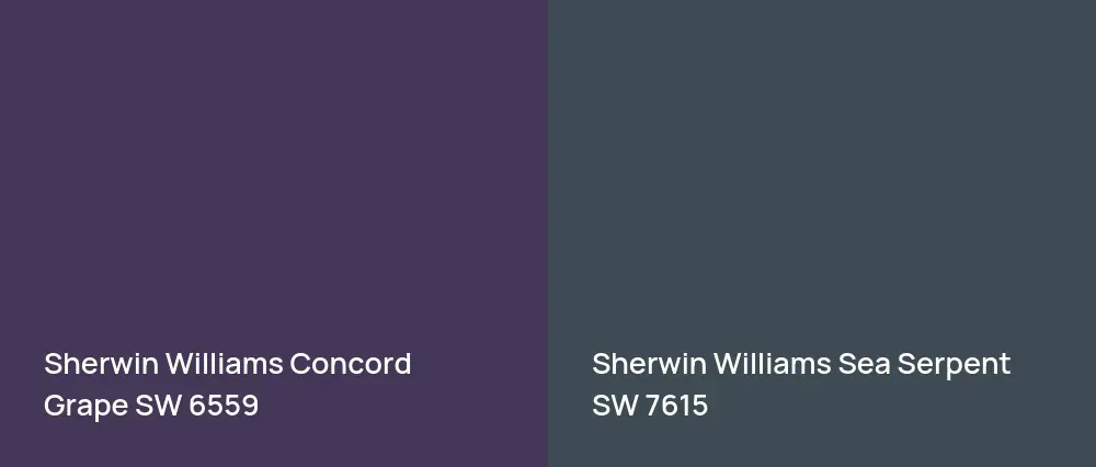Sherwin Williams Concord Grape SW 6559 vs Sherwin Williams Sea Serpent SW 7615