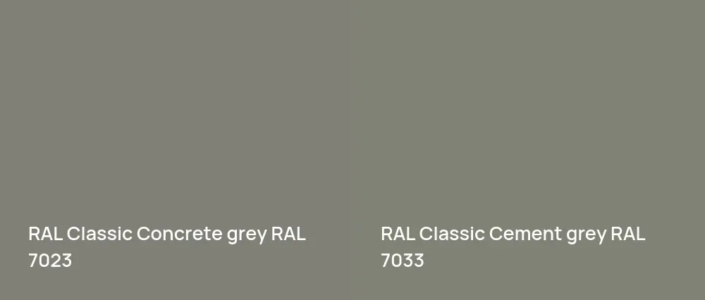 RAL Classic  Concrete grey RAL 7023 vs RAL Classic  Cement grey RAL 7033