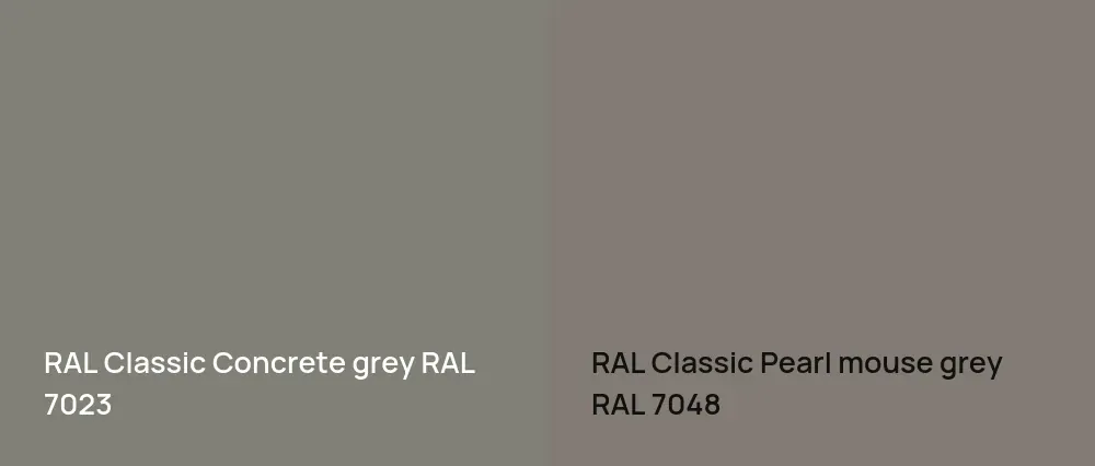 RAL Classic  Concrete grey RAL 7023 vs RAL Classic  Pearl mouse grey RAL 7048