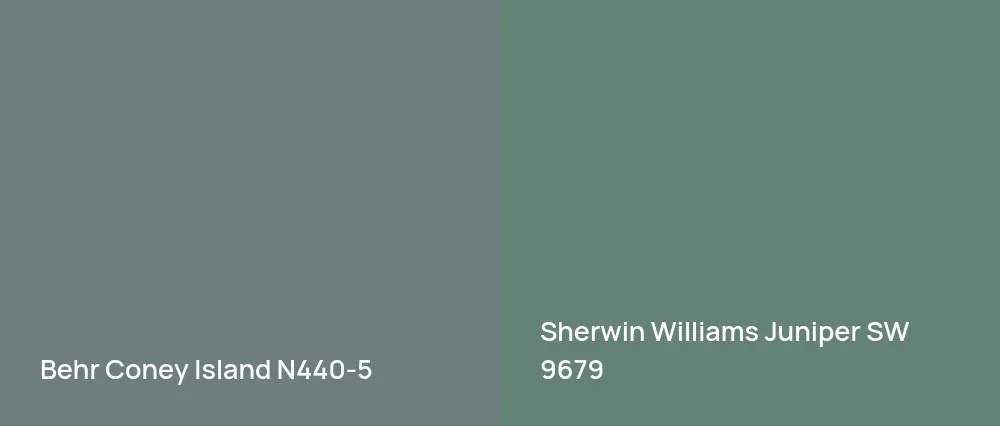 Behr Coney Island N440-5 vs Sherwin Williams Juniper SW 9679