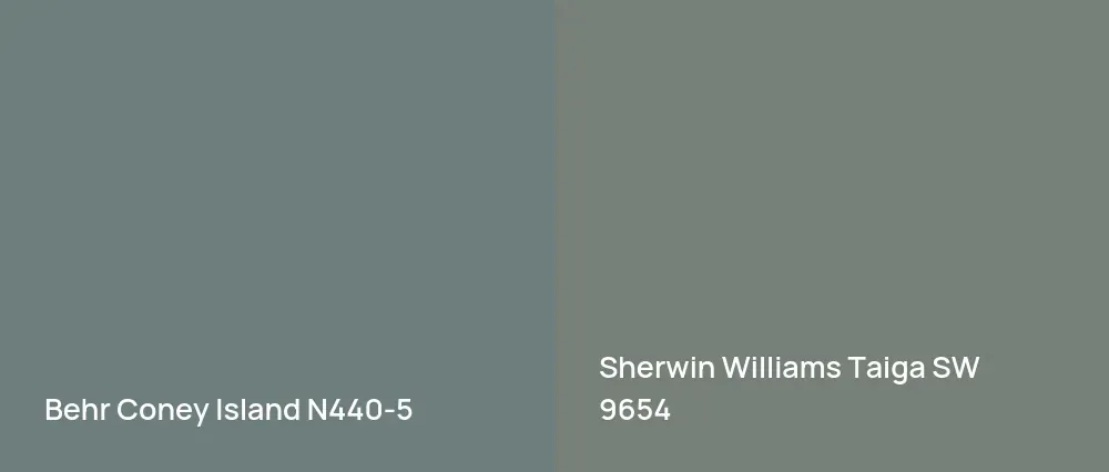 Behr Coney Island N440-5 vs Sherwin Williams Taiga SW 9654