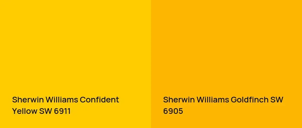 Sherwin Williams Confident Yellow SW 6911 vs Sherwin Williams Goldfinch SW 6905