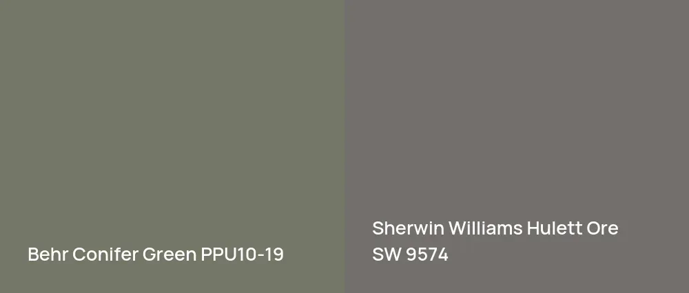 Behr Conifer Green PPU10-19 vs Sherwin Williams Hulett Ore SW 9574