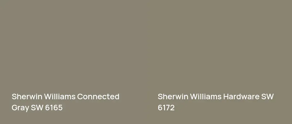 Sherwin Williams Connected Gray SW 6165 vs Sherwin Williams Hardware SW 6172