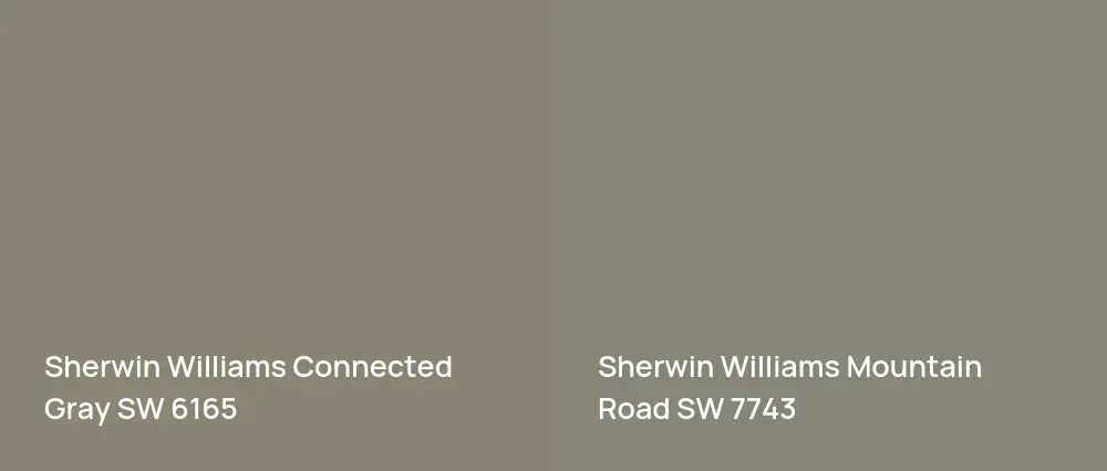Sherwin Williams Connected Gray SW 6165 vs Sherwin Williams Mountain Road SW 7743