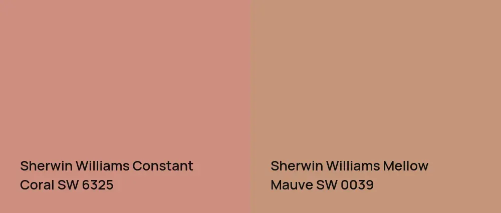 Sherwin Williams Constant Coral SW 6325 vs Sherwin Williams Mellow Mauve SW 0039