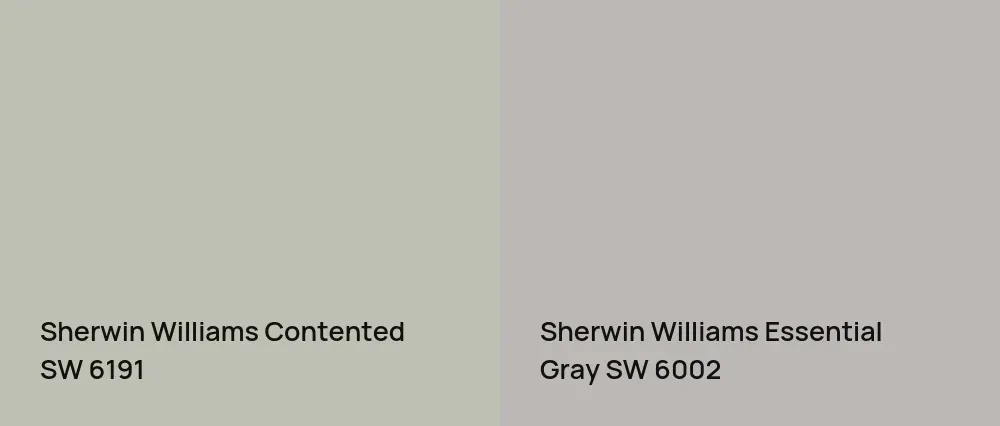 Sherwin Williams Contented SW 6191 vs Sherwin Williams Essential Gray SW 6002