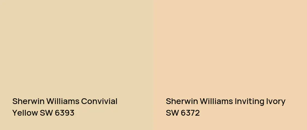 Sherwin Williams Convivial Yellow SW 6393 vs Sherwin Williams Inviting Ivory SW 6372