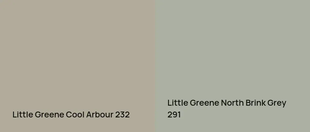 Little Greene Cool Arbour 232 vs Little Greene North Brink Grey 291