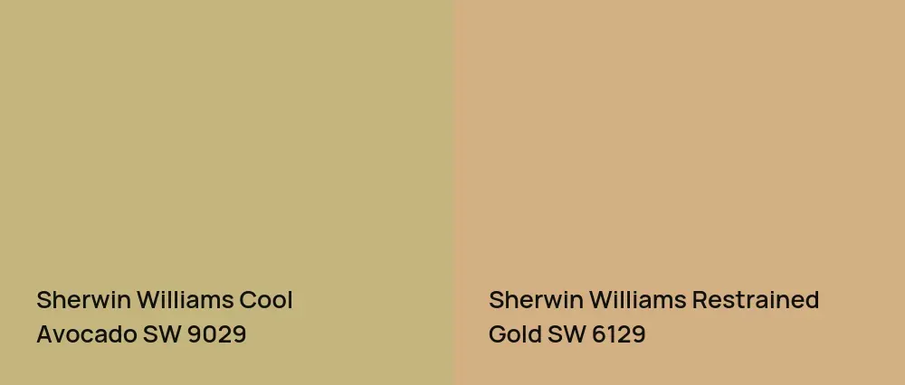 Sherwin Williams Cool Avocado SW 9029 vs Sherwin Williams Restrained Gold SW 6129