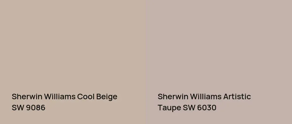Sherwin Williams Cool Beige SW 9086 vs Sherwin Williams Artistic Taupe SW 6030
