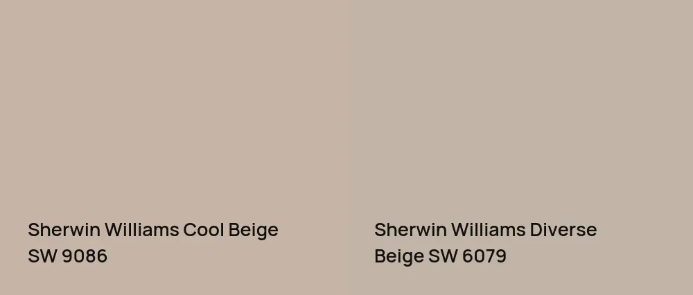 Sherwin Williams Cool Beige SW 9086 vs Sherwin Williams Diverse Beige SW 6079