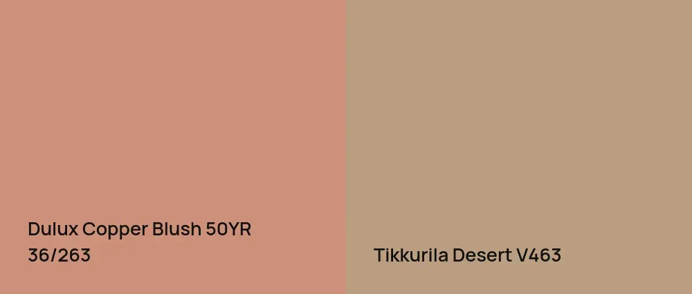 Dulux Copper Blush 50YR 36/263 vs Tikkurila Desert V463