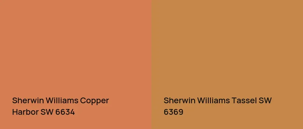 Sherwin Williams Copper Harbor SW 6634 vs Sherwin Williams Tassel SW 6369
