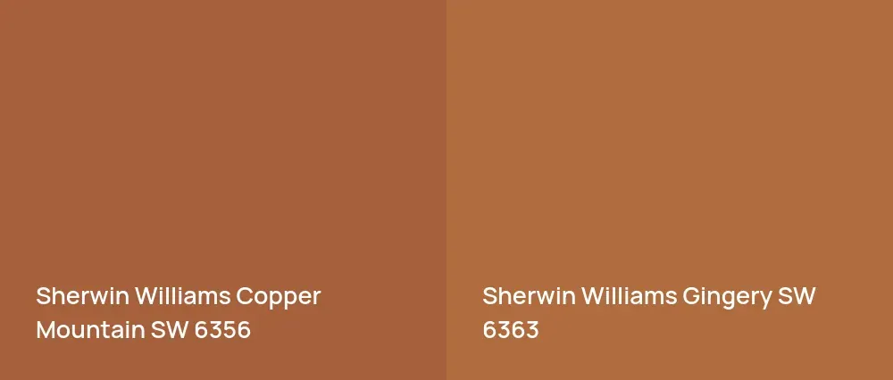 Sherwin Williams Copper Mountain SW 6356 vs Sherwin Williams Gingery SW 6363