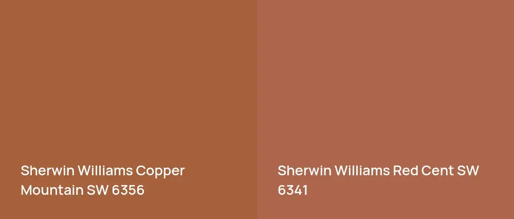 Sherwin Williams Copper Mountain SW 6356 vs Sherwin Williams Red Cent SW 6341