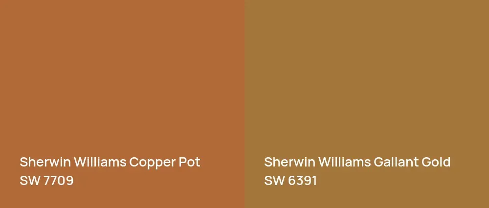Sherwin Williams Copper Pot SW 7709 vs Sherwin Williams Gallant Gold SW 6391