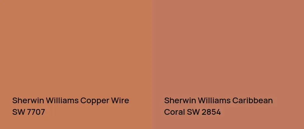 Sherwin Williams Copper Wire SW 7707 vs Sherwin Williams Caribbean Coral SW 2854